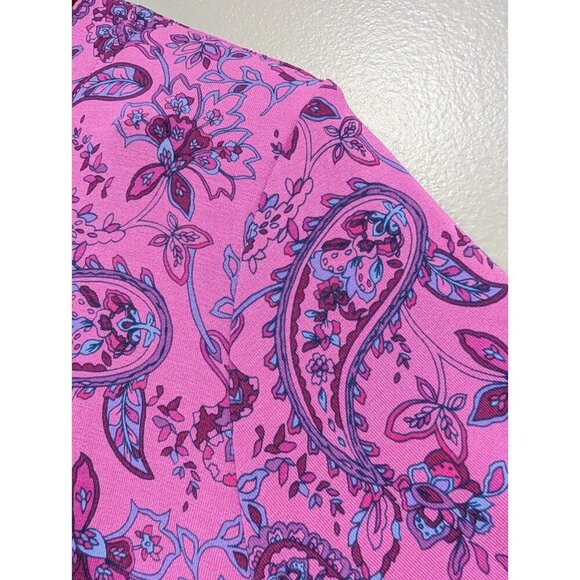 J. Jill Wearever Collection Stretch Knit Dress Petite Paisley Purple Pockets L P - Picture 7 of 16